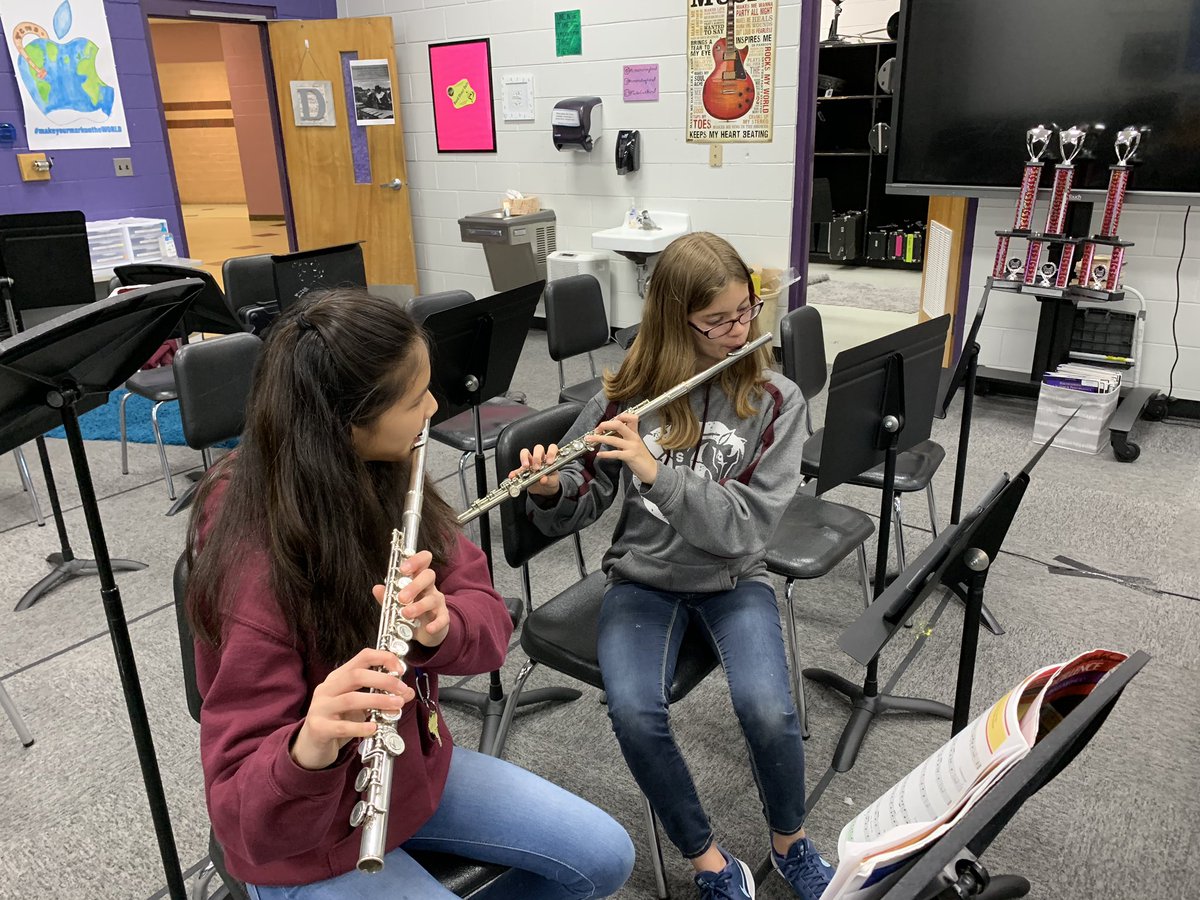 TuckerCreekBand's tweet photo. I challenged some sixth grade #MightyMustangs to plan the music and they will use and prepare their #WhyBand story for our recruitment at @ArthurEdwardsEl and @WJGurganus this week. They planned, chose and rehearsed all on their own today! #StudentLeadership @TuckerCreekMS https://t.co/K0WjWtqIIj