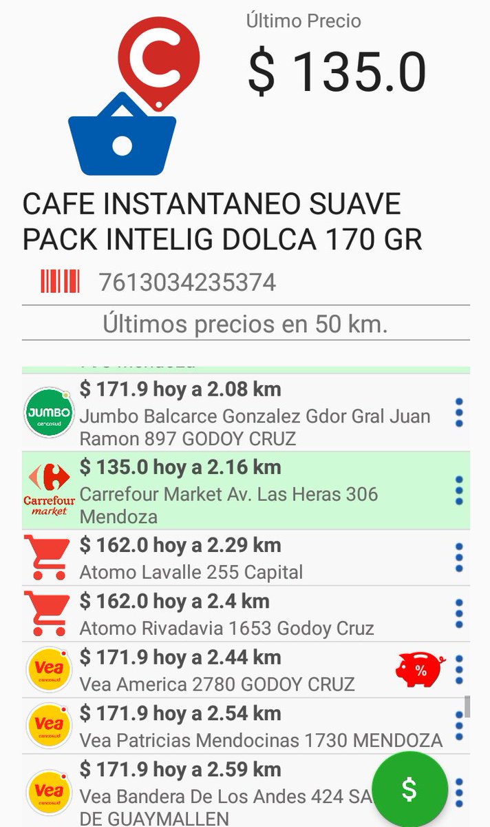 La_Jelen_'s tweet image. #comprando una app de gran utilidad. El mismo producto y un abanico de precios acá nomás.
#carrefour #jumbo #vea #atomo 
Gracias @leitoruiz x el dato.