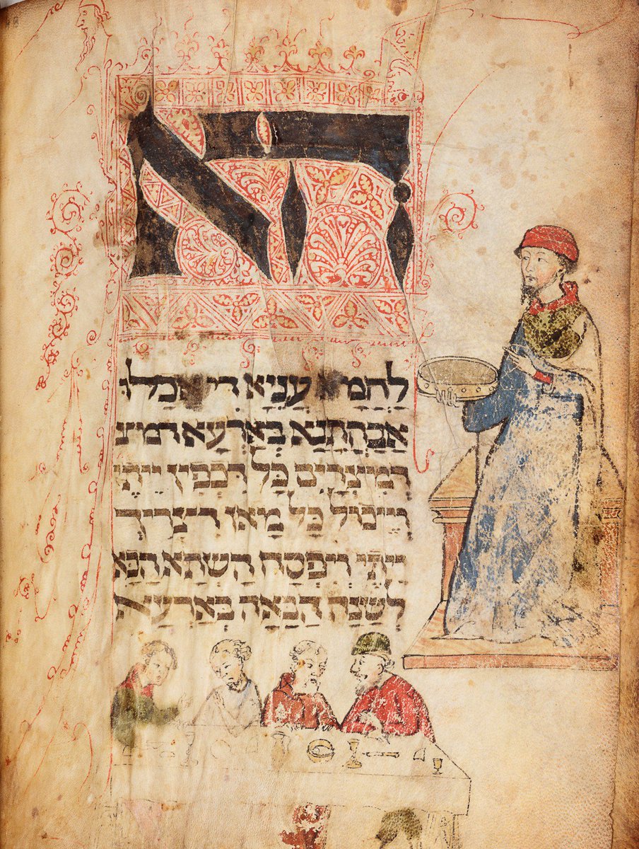Thanks to  @PiersatPenn, I found out about the  @LesEnluminures very brief showing of privately owned Lombard Haggadah. It was open to the 4 sons and is BEAUTIFUL. I'm not allowed to post that view, but here are images already circulating.