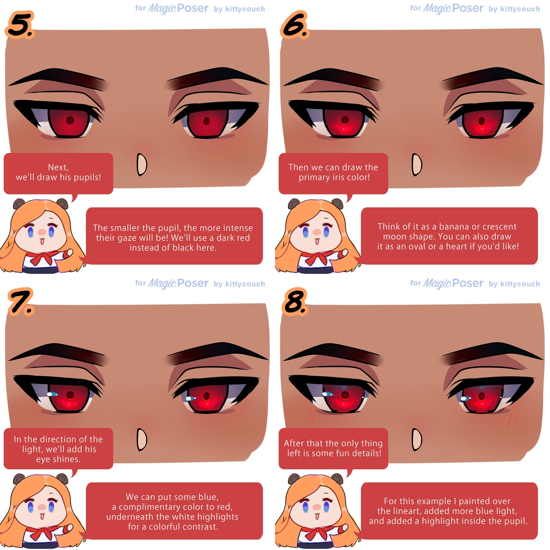 Magic Poser on X: How to Draw Masculine Anime Eyes with #MagicPoser!  (3/4) 🌹 Drawing highlights in anime-style art is our favorite part!  #artcommunity #animeart  / X