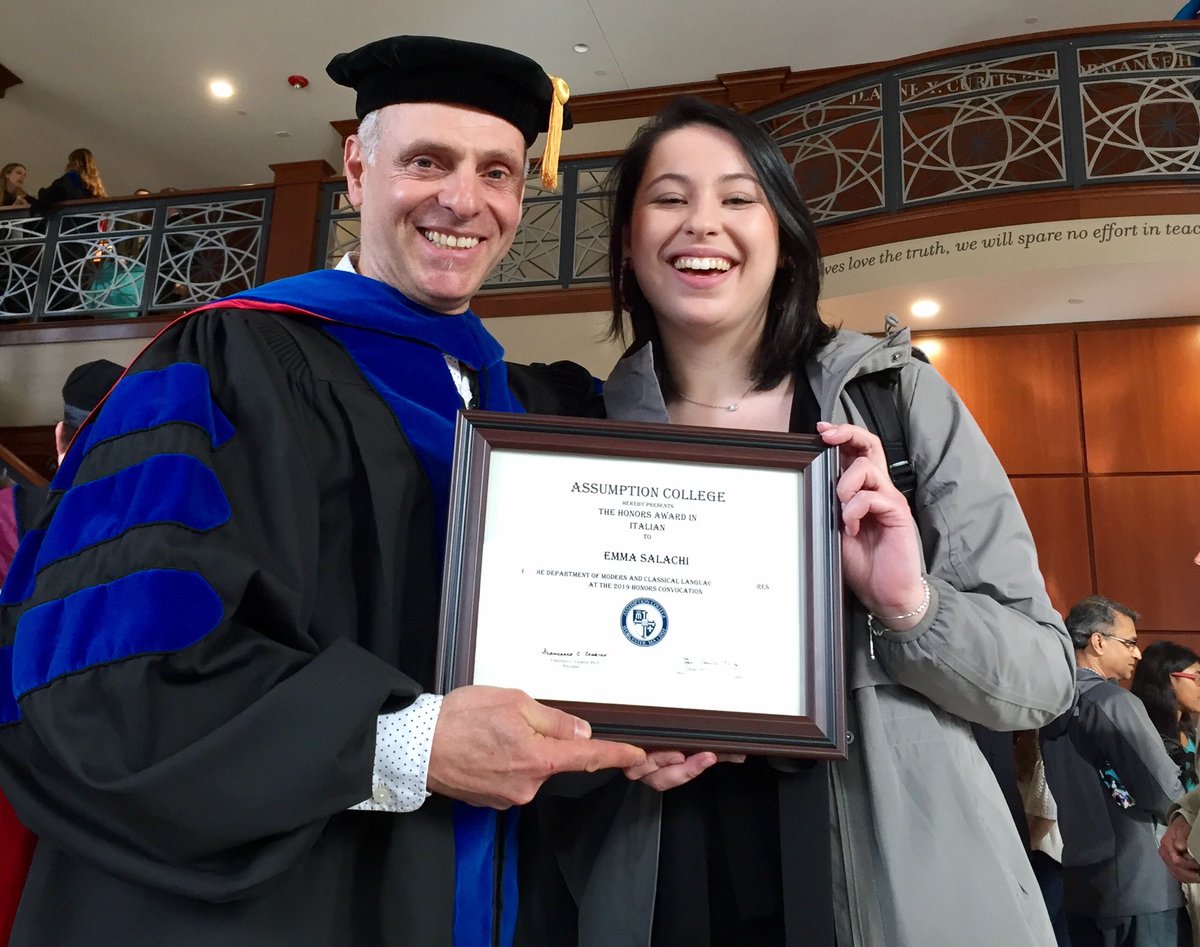 AssumptionITA's tweet photo. Congratulations Emma Salachi ('19), recipient of award in #ACItalian at @AssumptionNews ! Auguri! https://t.co/eGIFo7qthi
