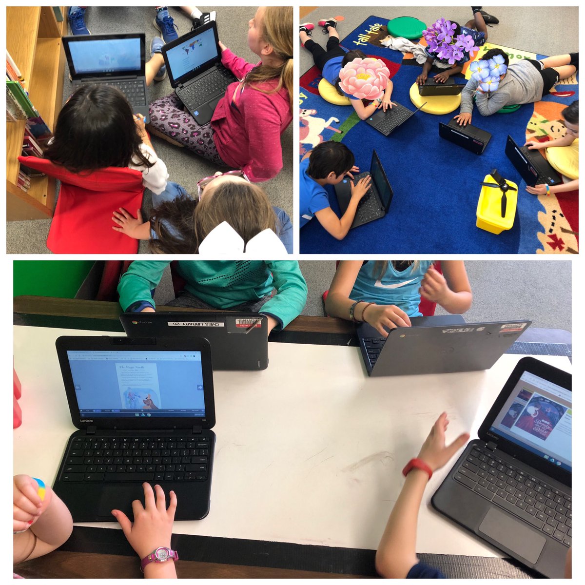 CMESLibraryFCPS's tweet image. Gr. 3 students collaboratively use @CapstonePub eBooks to compare/contrast World Fairy Tales. They will develop Qs, research a country, & change the culture of their fairy tales. @HufferKimberly @fcpsmedia
