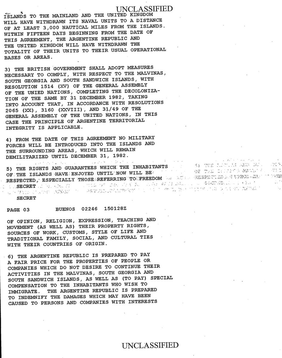 The crucial bit of this document: "The Argentine flag shall continue to fly over the Islands" That wasn’t going to be acceptable to the UK