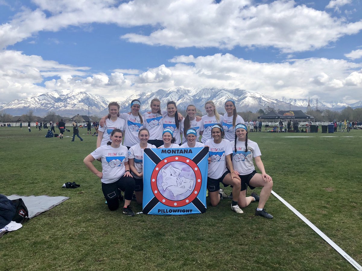 Pillowfight in Salt Lake City for SECTIONALS 2019!! This team plays better and better every tournament! 💙 also congratulations to <a href="/UMSmokejump/">Montana Smokejump‼️‼️</a> for making it to Regionals!!!