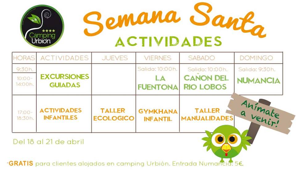 campingurbion's tweet photo. ¿No sabes que hacer esta Semana Santa?
Nosotros lo tenemos muy claro... 👇👇

#Vacacionesencampingurbion #SemanaSanta #CampingUrbion https://t.co/1EoKVfw7af