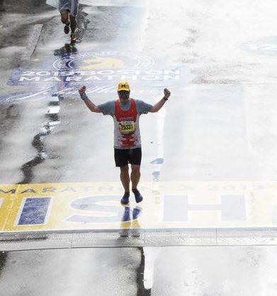 dhoward615's tweet photo. Finished Boston Marathon today with a block M on my hat. Received literally thousands of Go Blue’s from the spectators! @UMich @michiganalumni #GoBlue #TeamRunningLab https://t.co/NAx3FZWSGp