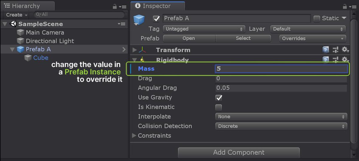 VDCafe's tweet image. Override properties to create small variations that are unique for a prefab instance. #UnityTips #Unity3d #NestedPrefabs #GameDev

Learn More: visualdesigncafe.com/guides/ultimat…
