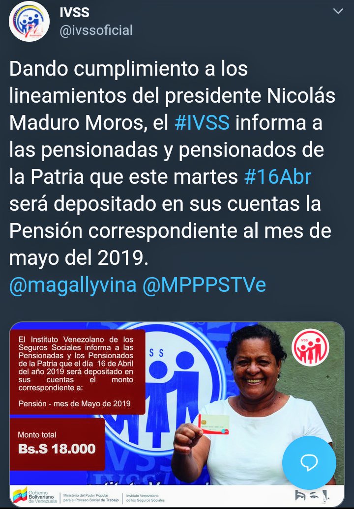 Admivssmcbo's tweet photo. Corre la voz amigo pensionado!!! #informacion #venezuela #maracaibo #ivss #pensiones https://t.co/y5ZjA6Dqth
