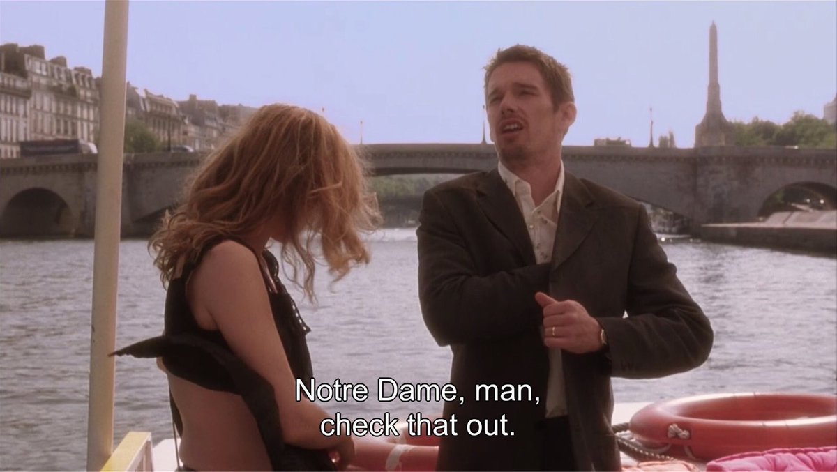 whitewallsme's tweet photo. "But you have to think that Notre Dame will be gone one day.”

Before Sunset (2004) Dir. Richard Linklater https://t.co/tcW07lue9y
