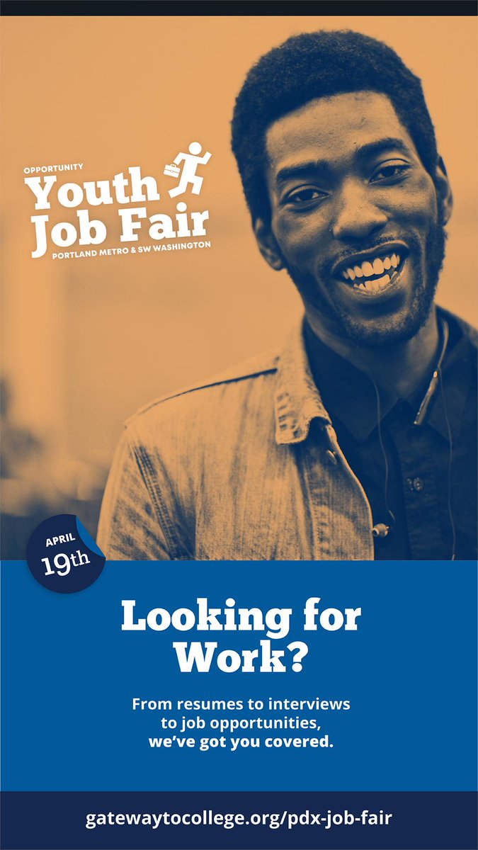 BGCPortland's tweet photo. Are you looking for work? The April 19th Opportunity Youth Job Fair features immediate job opportunities with more than 50 Portland-area employers! #PDXJobs19
More information: https://t.co/3x3B9pcXty https://t.co/5ZVxwlTbaB
