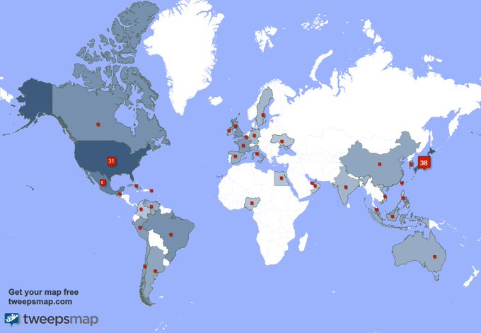 My followers live in Japan (39%), USA(32%)... Get your free map: https://t.co/89rnwfYEie 