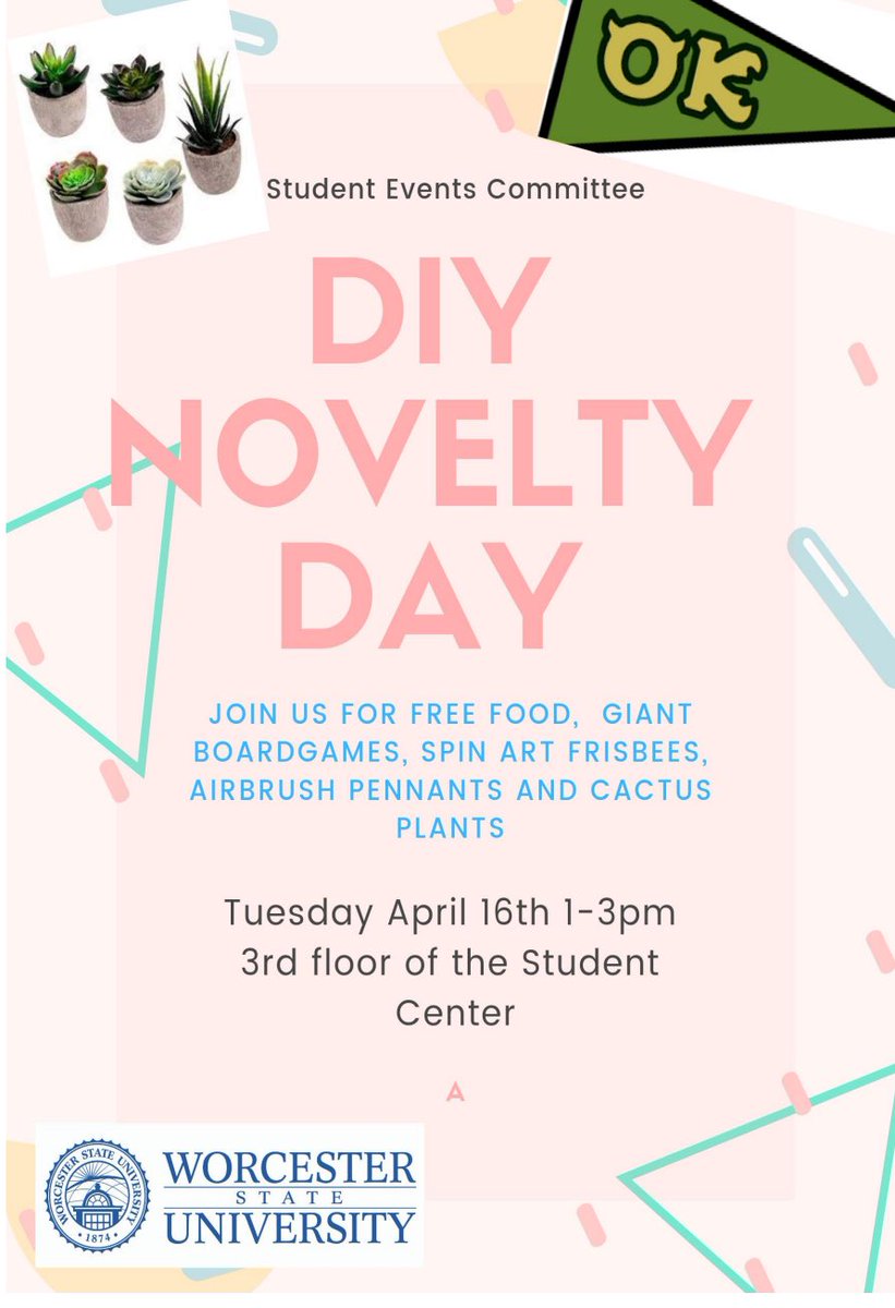 1-3pm, third floor of the Student Center TODAY!