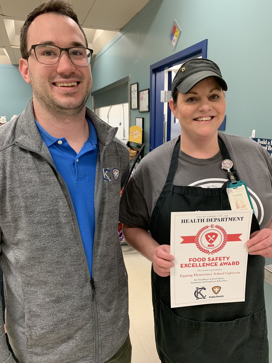 Congrats to Mrs. Brier and cafe staff for receiving an award for excellence in food safety from the health department. <a href="/ToppingBulldogs/">Topping Elementary</a>