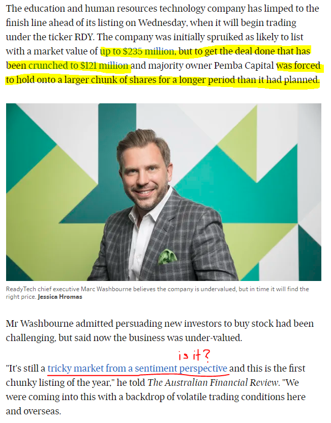 longhorncapital's tweet photo. Do you remember the last time someone tried to float a company while getting their photo taken for the @FinancialReview in front of a multi-coloured wall??? $RDY #ReadyTech #Prospa https://t.co/7VBRZKEwi5