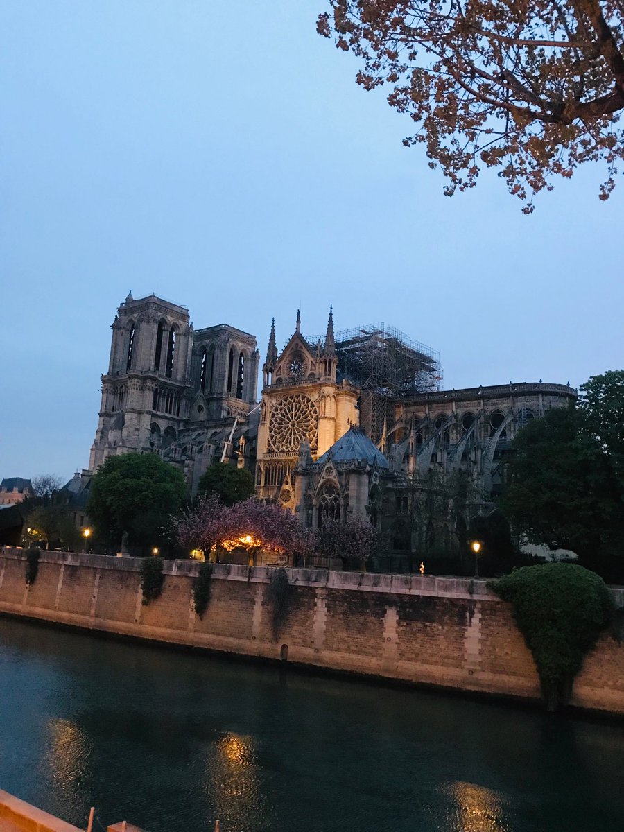 Dawn in Paris. #NotreDame is still standing. Hurt yet magnificent.