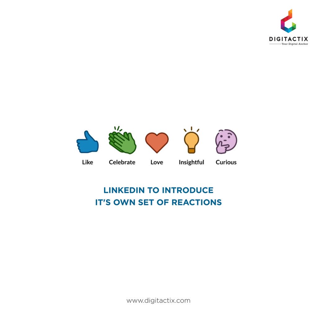 #LinkedIn is introducing its own set of "Reactions" for users. 

Celebrate : praise an accomplishment or milestone
Love : express deep resonance and support
Insightful : recognize a great point or interesting idea
Curious : react to a thought-provoking topic

#ComingSoon