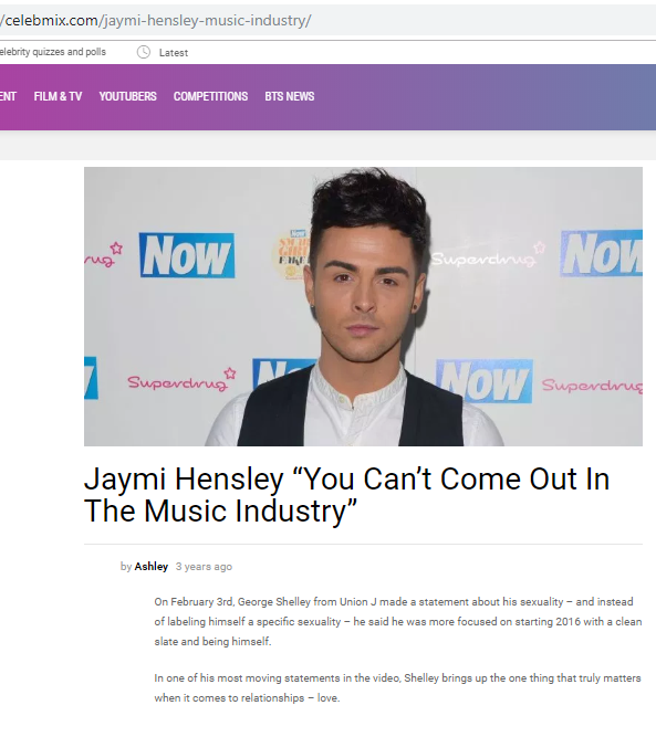 George Shelley's band mate Jaymi Hensley speaks out: "You Can't Come Out In The Music Industry"