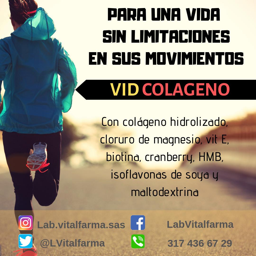 LVitalfarma's tweet photo. Para una vida plena y sin limitaciones en los movimientos nuestro #VIDCOLAGENO. Alimento con , #COLAGENOhidrolizado, #CLORUROdeMAGNESIO, #VITAMINAe, #BIOTINA, #CRANBERRY, #ISOFLAVONASdeSOYA, #MALTODEXTRINA y #HMB. https://t.co/PL0VMk4gZ2