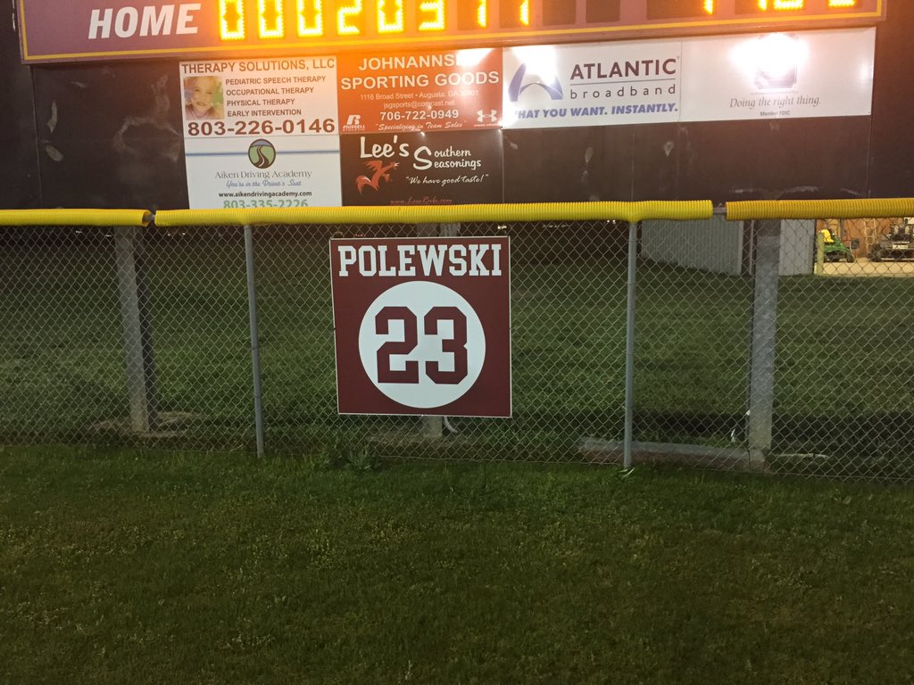 Tonight was a special night for <a href="/TBredBaseball/">South Aiken Baseball</a>, it was senior night where the T-Breds won with a walk off single!! We also celebrated a T-Bred legend by retiring the jersey of former baseball coach and current AD Bob Polewski!! #PonyUp #AllMeansALL #WeBELIEVE