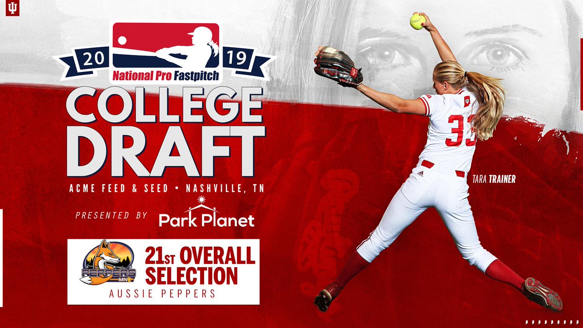 IndianaSB's tweet photo. And with the 2️⃣1️⃣st overall pick, the @AussiePeppersMN select Tara Trainer!

Congrats to Tara on being the fourth Hoosier to ever be selected in the @profastpitch Draft!

📝 https://t.co/5GRXHaTpqb https://t.co/sUk8ZG5Mqf