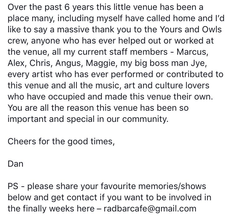 doctormcdougall's tweet photo. We knew it was coming for a while but a sad day for the Wollongong music community. #radbar https://t.co/W4hlgWGFx9