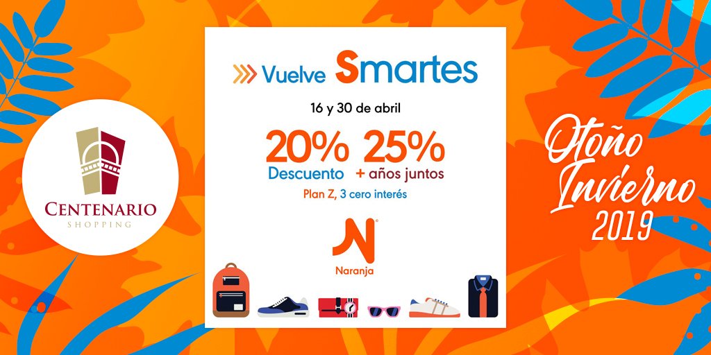 CentenarioShopp's tweet photo. HOY aprovechá con #Smartes🙋‍♀ y vení a darte el gusto con tus tarjetas Naranja.🛍

📍Conocé los locales adheridos en:  https://t.co/d2taajGZfP https://t.co/qV2xp6PC73