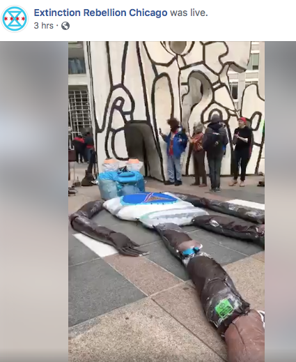 DLHillman's tweet photo. EXTINCTION REBELLION CHICAGO woke up a sleeping giant today!
At the Thompson Center next to the Standing Beast sculpture.
Watch the videos: Hear some great music ("Bring out the light when I get home..."), speeches, street theater...
https://t.co/13fALoQAkF
Thanks @XRchicago ! https://t.co/sYQgbqqMUi