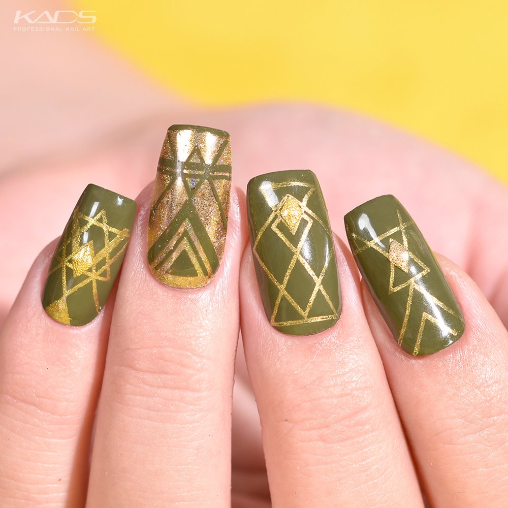 Kadsnailart's tweet photo. Nail design using KADS stamping plate MIN 010 from AliExpress store(link in bio). #nails #kads #kadsnailart #nailart #nailfashion #nailwork #naildesigns #nailplates #nailpolish #nailartaddict #kadsmin #kadmin010 #greennails #gllitternails #goldnails #geometrynails #fancynails https://t.co/J78651LDz4