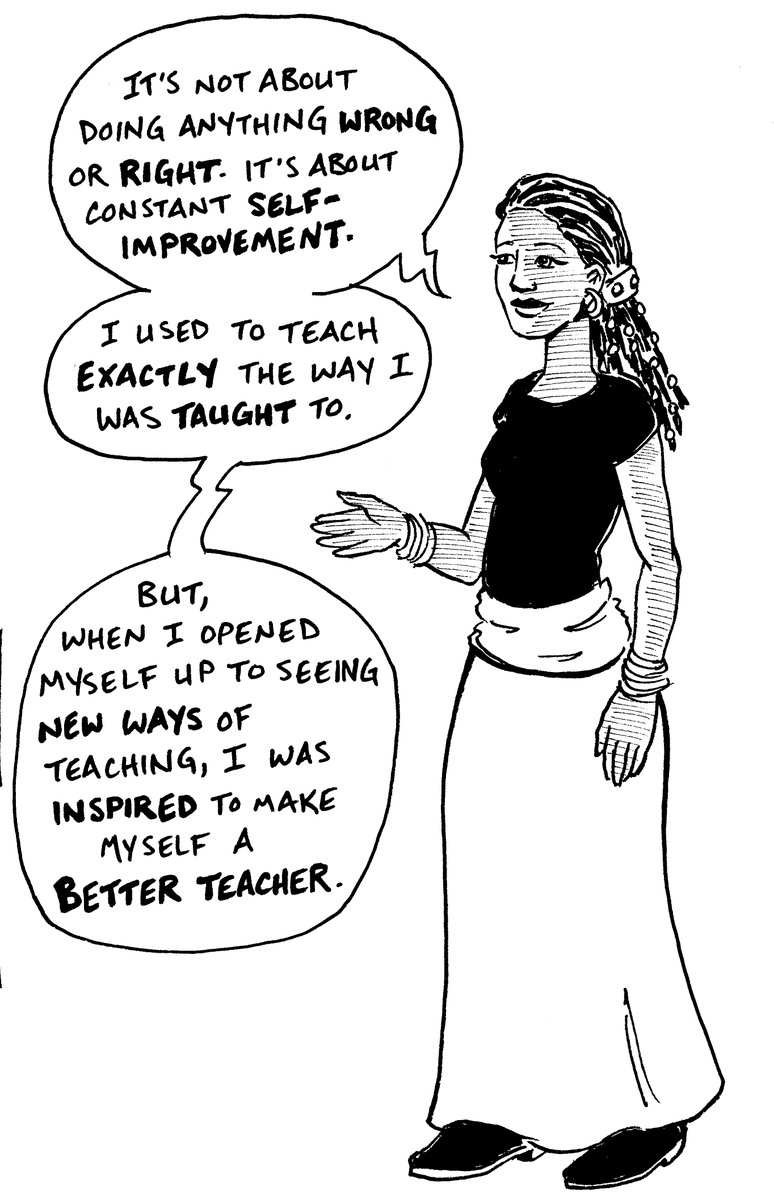 stumpteacher's tweet photo. A6 - This character from #Drawn2Teach sums up my thoughts on professional growth. It's all about self-improvement. #tlap https://t.co/7OYEDMYNI9
