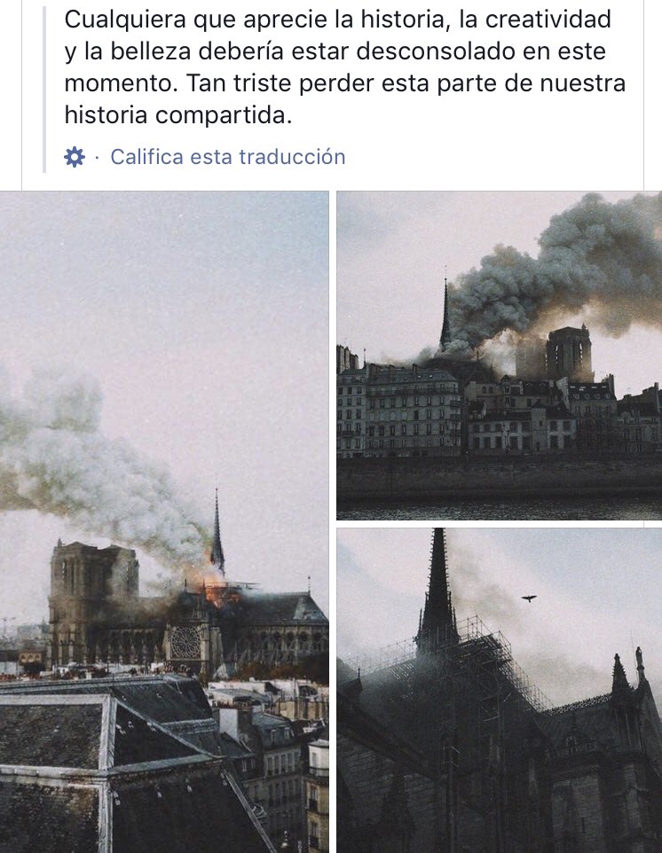 key_hidalgo's tweet photo. Cualquiera que aprecie la historia, la creatividad y la belleza debería estar desconsolado en este momento ... es tan triste perder una parte de historia tan Grande como la catedral de #NoteDrame https://t.co/J26DjP6tOU
