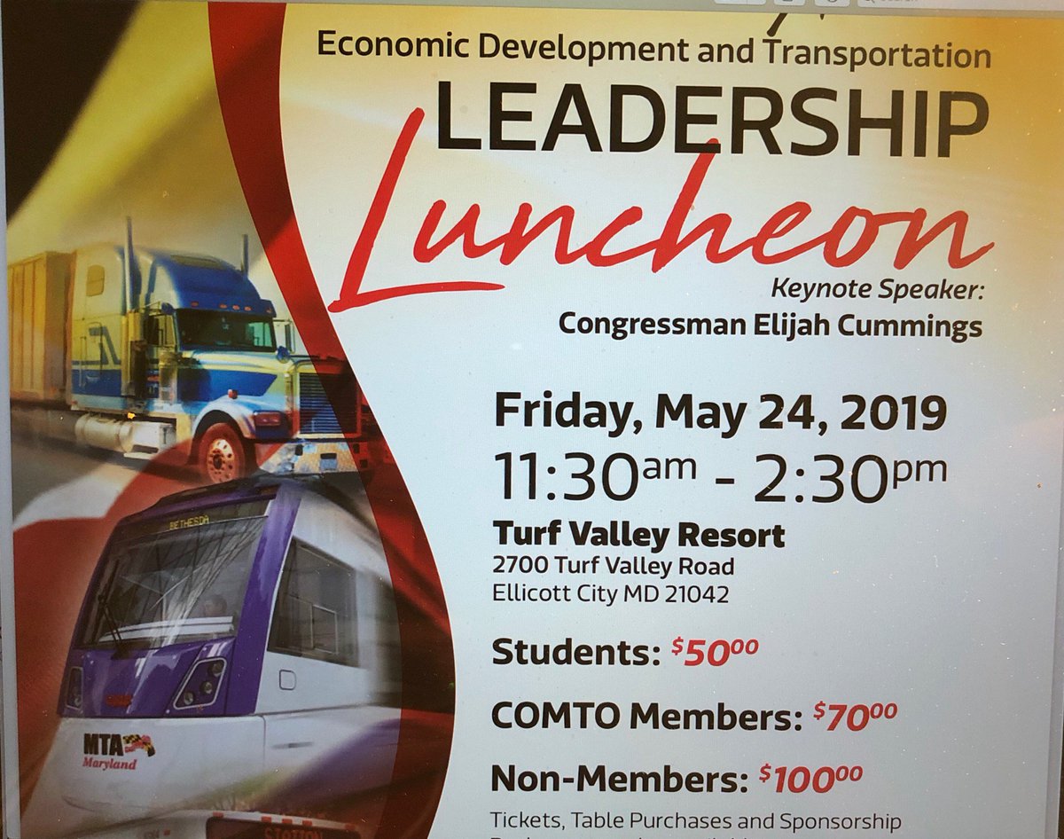 COMTOMd's tweet image. Please join @COMTOMd for our annual Leadership Luncheon @MDOTNews, @MDSHA, @TheMDTA @BmoreCityDOT