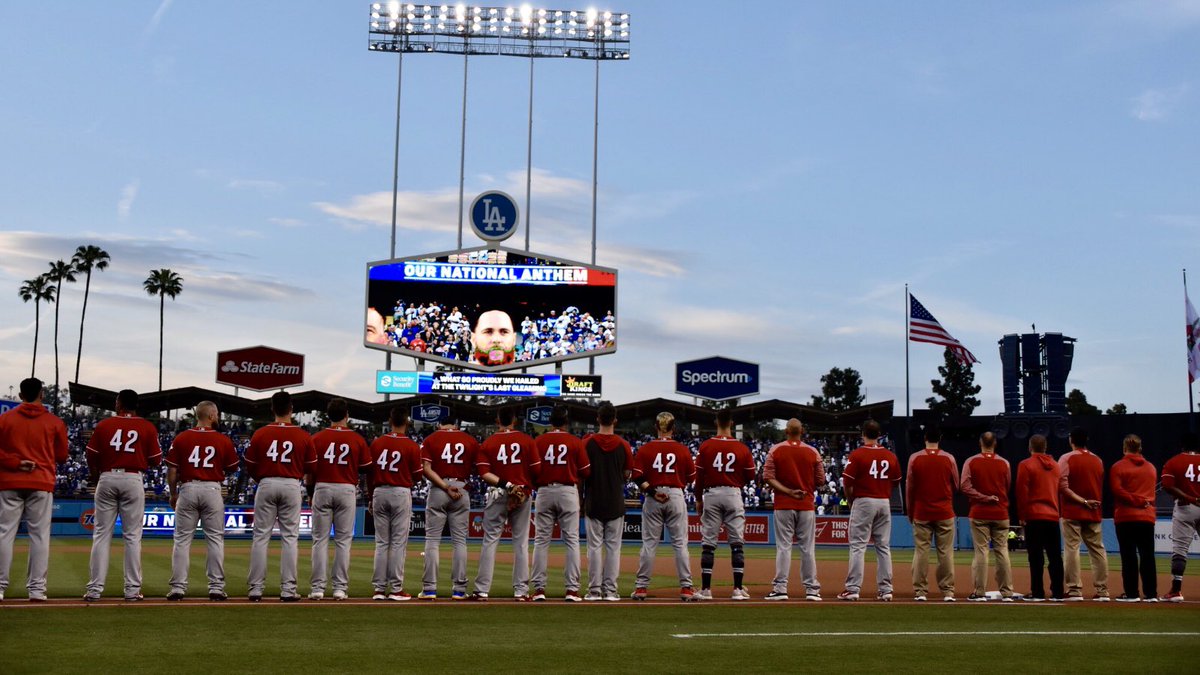 Reds's tweet photo. “Maybe [today] we’ll all wear 42.”

Play ball!

#Jackie42 | #BornToBaseball https://t.co/k6llLkNVdt