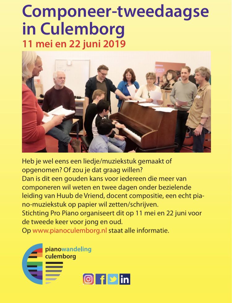 Heb jij je al ingeschreven? Doen! Voor jong en oud. #componeer2daagse #componist <a href="/culemborgweb/">Culemborg ☼ Web</a> <a href="/Culemborgklopt/">Culemborg Klopt!</a> <a href="/CulemborgZO/">CulemborgZO</a>