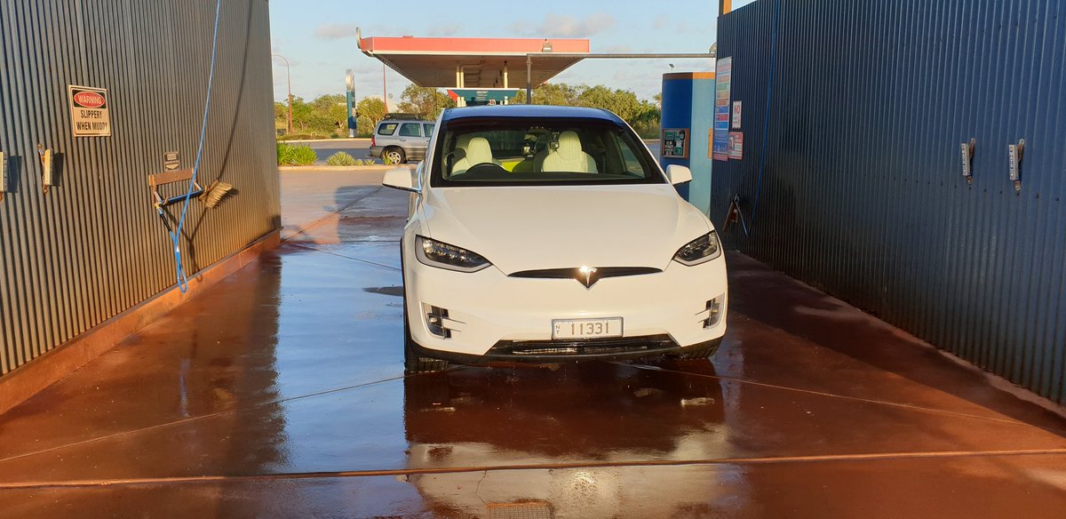 outbacktesla's tweet photo. Morning bath in Broome, WA. It's a clean machine.... https://t.co/am4SoIYyLm