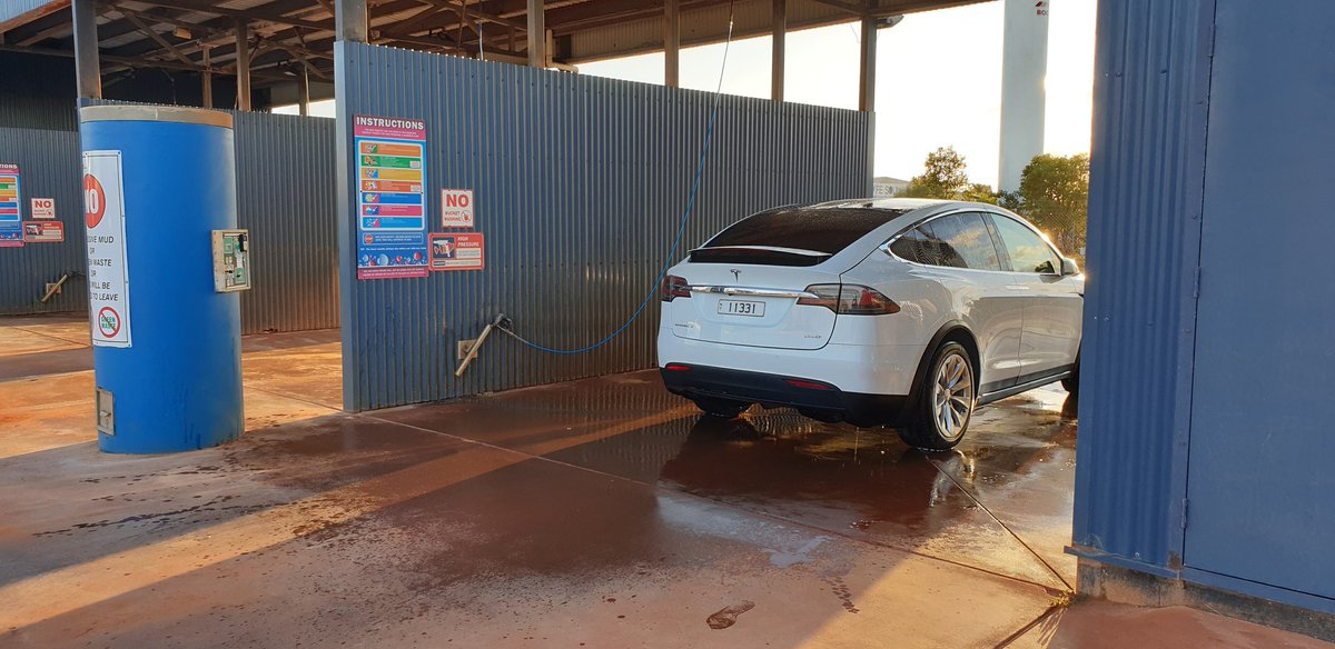 outbacktesla's tweet photo. Morning bath in Broome, WA. It's a clean machine.... https://t.co/am4SoIYyLm