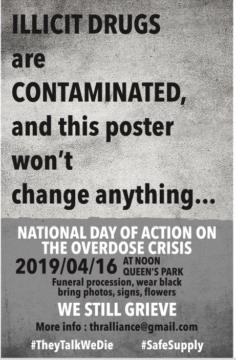 TorontoOPS's tweet photo. Tomorrow. Noon at Queen's Park. All levels of government need to start treating the overdose crisis like the emergency that it is @NoHarmToronto #westillgrieve #onpoli #cdnpoli https://t.co/Fg8K8YSJ1B