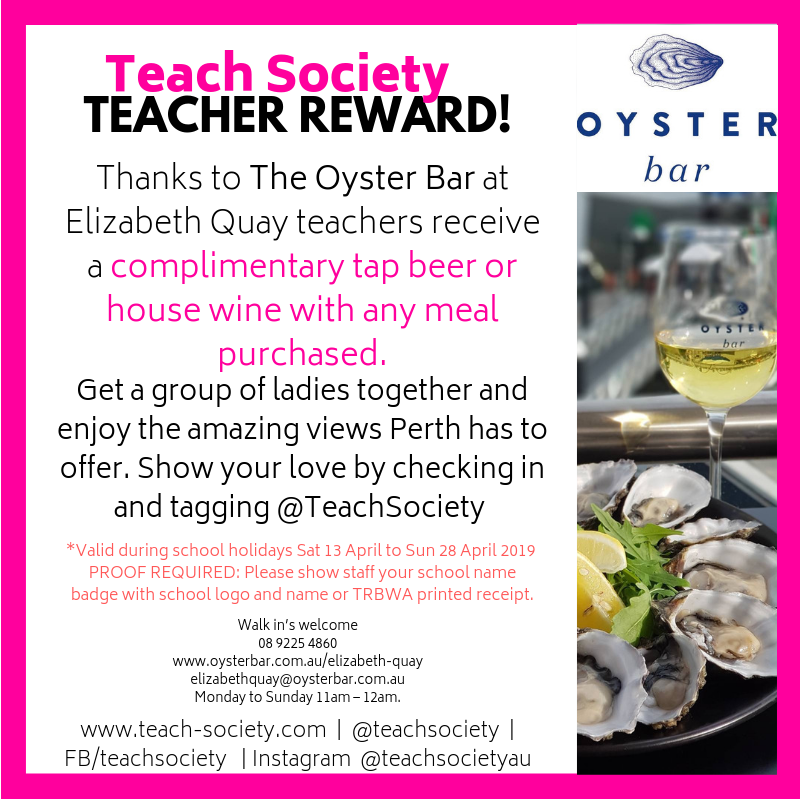More teacher privileges thanks to <a href="/TeachSociety/">Teach Society</a> #Teachsociety teach-society.com #Perth #PerthTeacher #PerthTeachers #TeachersofPerth #Edchat #EdhcatWA #EduchatPerth