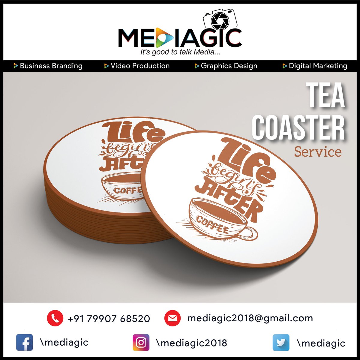 mediagic's tweet photo. We provide creative and unique  tea coaster for your brand.
#teacoaster 
#coffeecoasters 
#coasters 
#lifebeginsaftercoffee 
#businessbranding 
#brandingyourbusiness https://t.co/kj5AuBM2Qb