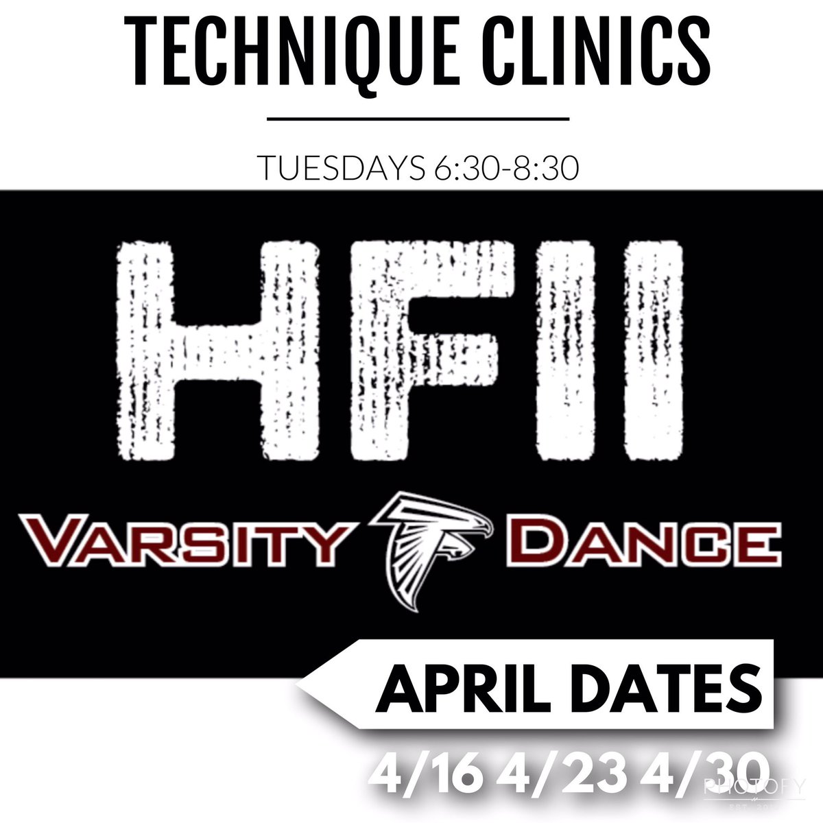HF2VD's tweet photo. TRY OUT TECHNIQUE CLINIC #1
▪️TOMORROW 4-16-19  ▪️6:30-8:30 ▪️HFII New Aux Gym ▪️Open to current 8th-11th graders ▪️Come prepare for try outs and get into shape with us!                          ▪️WE CANT WAIT TO SEE YOU THERE!!! 😬🏋️‍♂️💪🏻👯‍♀️🦅🖤#HFII #HF2VD #whowillbefalconstrong? https://t.co/LDuImAOPoN