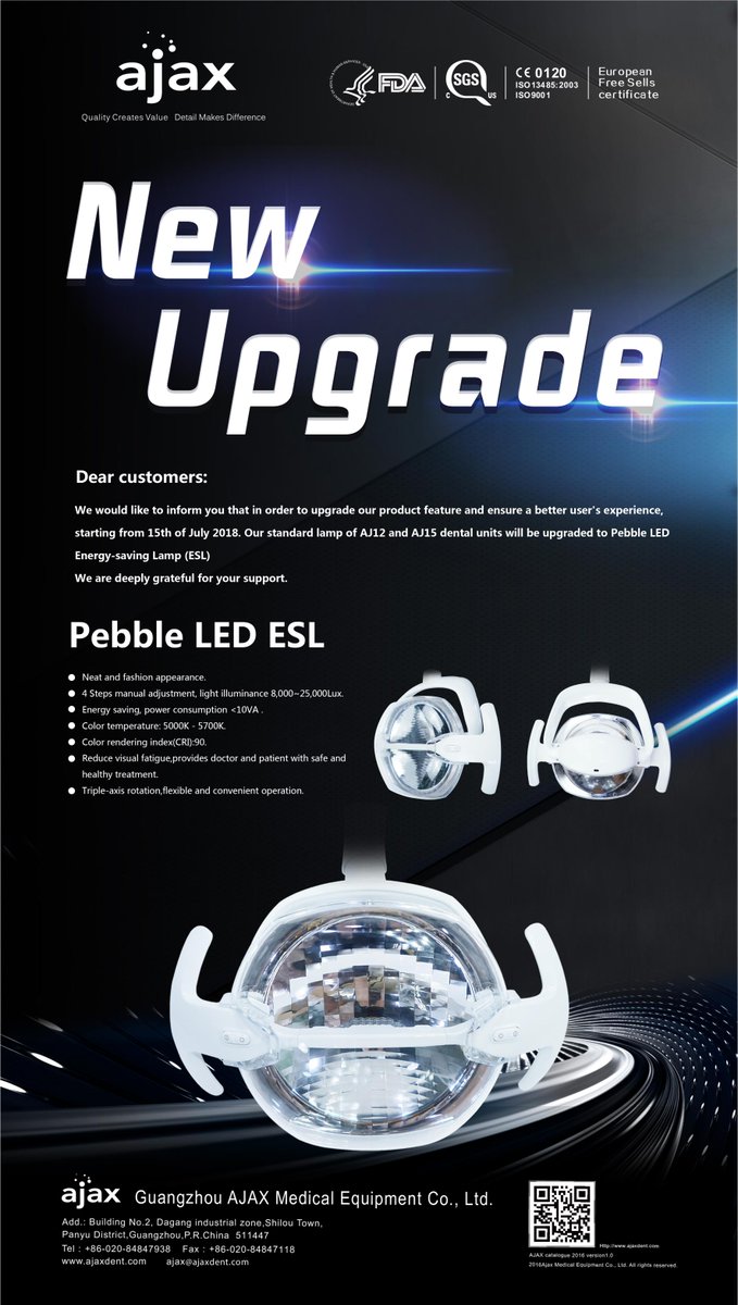 ajax_ltd's tweet image. New Upgrade for better service!
#ajaxdent #dentalchair #pebbleLEDESL #newarmrest #discfootcontrol