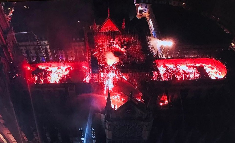 FrAquinasOP's tweet photo. The 800 year-old stone vaulting of Notre Dame worked as designed. Amazing. The wooden roof went up like a tinderbox, but the embers were caught by the vaulting just beneath, with very little of it giving way, preserving the interior below. #NotreDameCathedral https://t.co/JJg7kzTatr