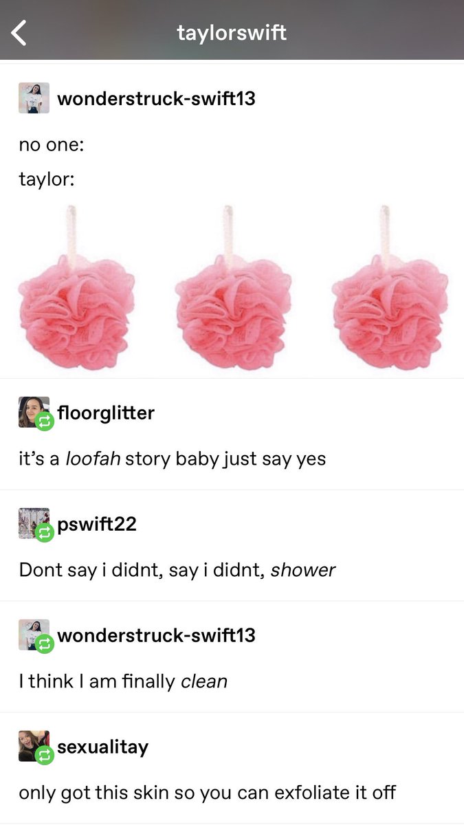 TSwiftNZ's tweet photo. 📲 TU | Taylor just reblogged this post on Tumblr about her recent Instagram post that looks like a loofah - “The sound I just made was not so much a laugh but a feral screech THIS CONTENT IS WHAT I LIVE FOR”

https://t.co/hGGcb6AEtK https://t.co/YEwbRq8N0G