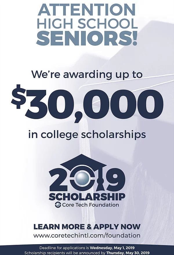 MrJoeyLujan's tweet photo. 2019 CoreTech International Scholarship is now open to graduating Seniors! Download the application: https://t.co/eIS23RKgKD

@JFKCO19 https://t.co/YhGIycC7lL