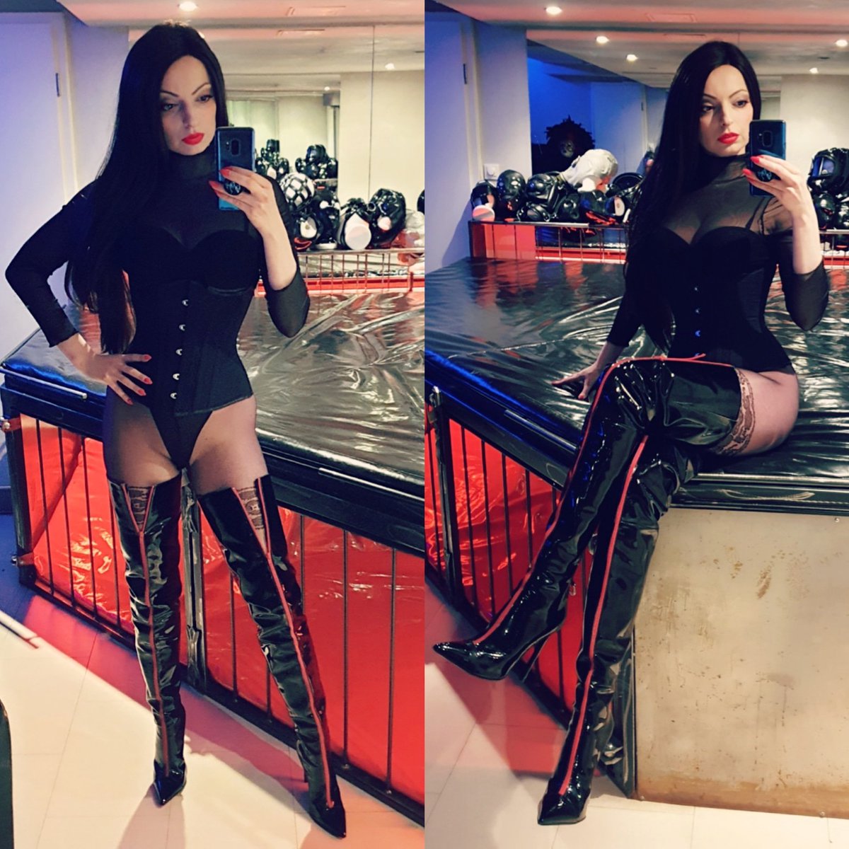 Diva Nova/Emanuela S on Twitter: "#frontzipper #overthekneeboots from #redandblack was the best combination 😈 #femdomme #colors ❤🖤…