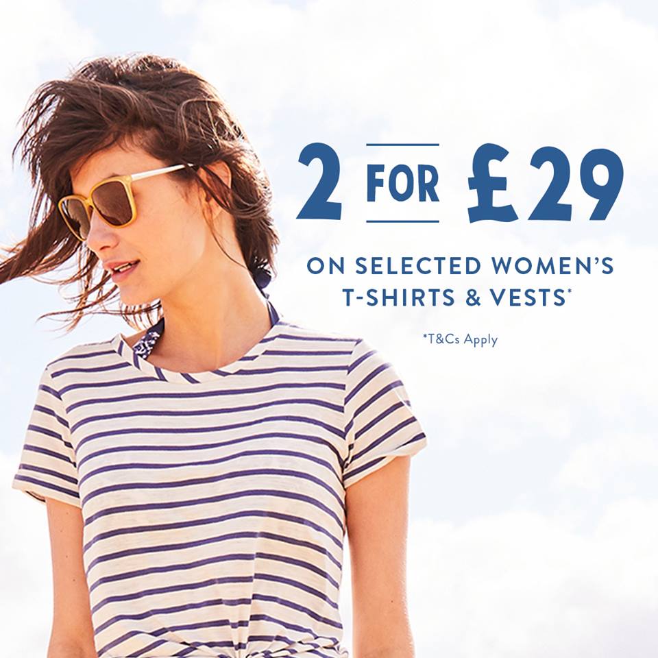 Joulesclothing's tweet photo. 2 for £29 on selected Women's t-shirts and vests for a limited time only. Shop from a range of colours &amp; styles.

Shop now > https://t.co/ckktByMhM6 https://t.co/xY9fJKS3rj