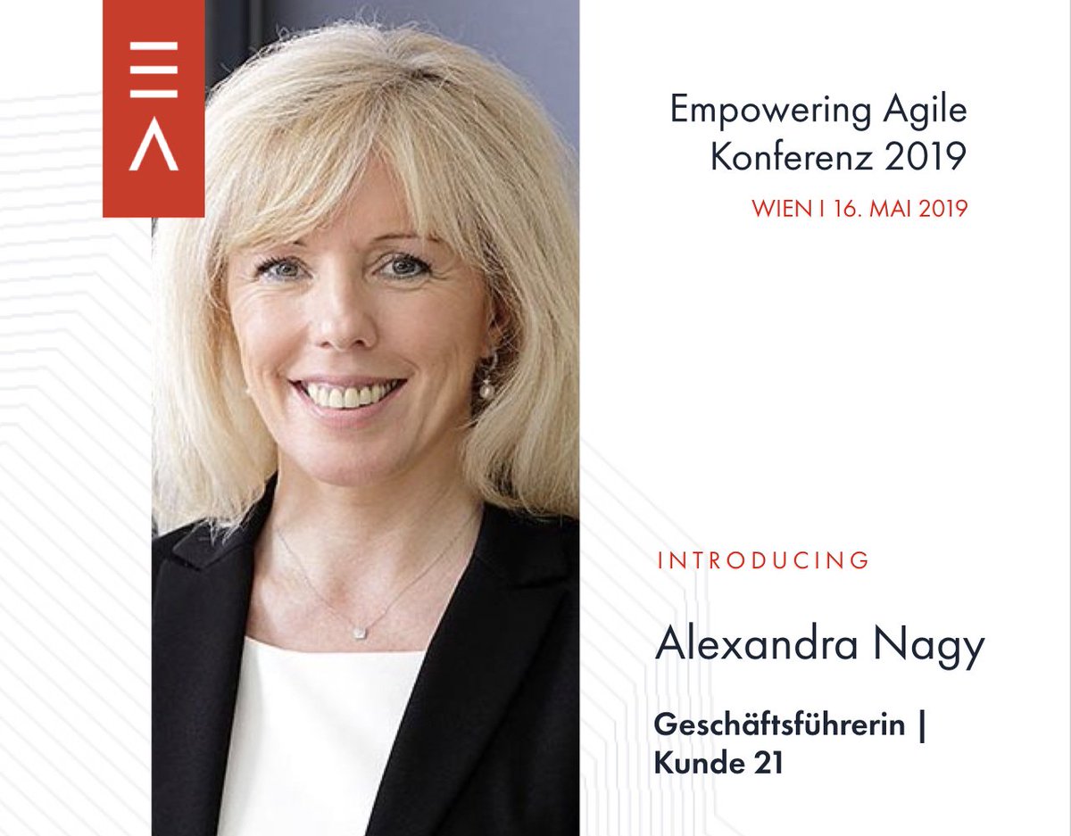 empoweringagile's tweet photo. Meet our speakers!
@Nagy1AN - Geschäftsführerin bei Kunde 21.

Jetzt Tickets sichern und Teil der Empowering Agile Community &amp; Konferenz werden! https://t.co/paZLPuzo38

#workshop #agile #agiletransformation #konferenz #tickets #wien #event https://t.co/XuZsVcugu4