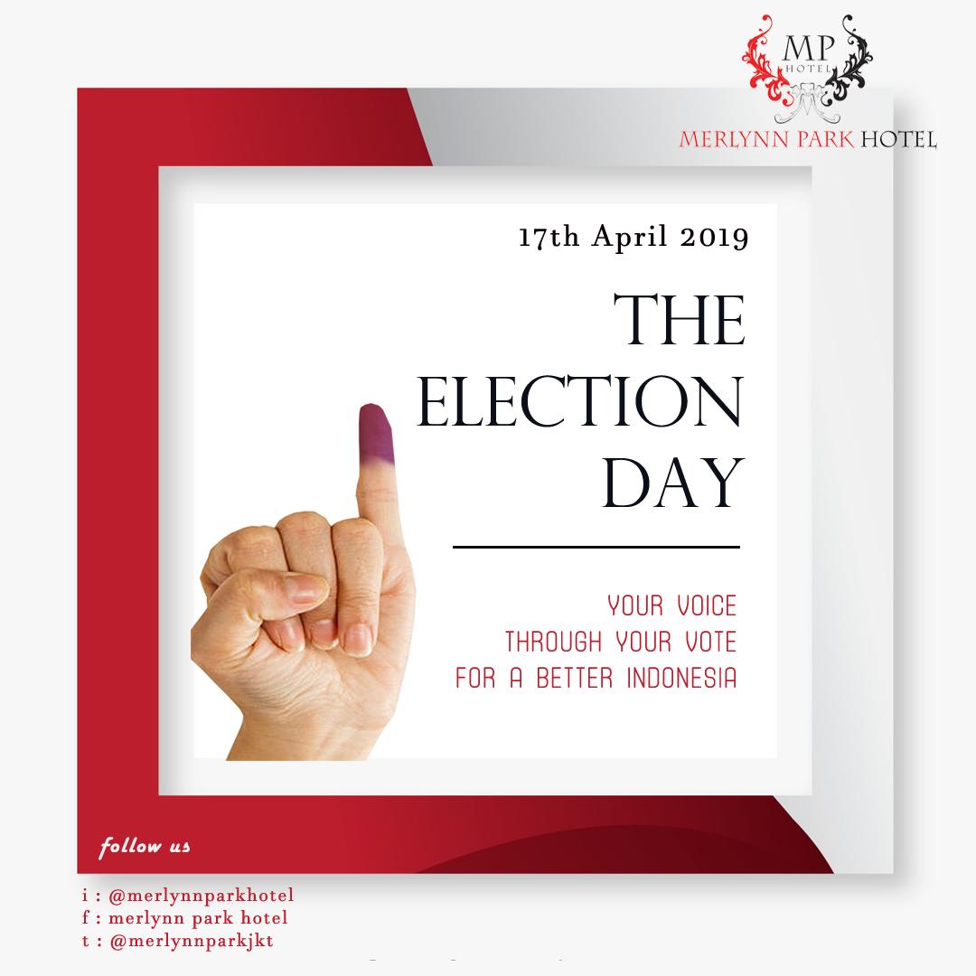 Tomorrow is the day!
Let's vote for our better nation

#merlynnparkjkt
#merlynnparkhotel
#theluxuriousmerlynnpark
#indonesiaelectionday2019