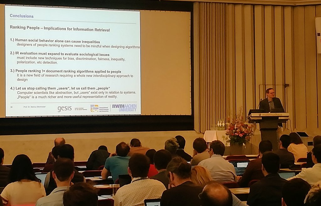 arcos_oliveira's tweet photo. Nice presentation from @mstrohm on ranking people and its social issues #ecir2019 https://t.co/GoNoU5peu9