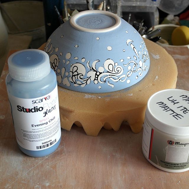 Trying out my new <a href="/Scarva/">john dunn</a> Evening Chill glaze. The kiln is cooling right now. 
#stoneware #pottery #clay #ceramics #design #stencil #handmadeuk #animals #claystencil #potterystencil #ceramicstencil #digitalcutter bit.ly/2IoPkti
