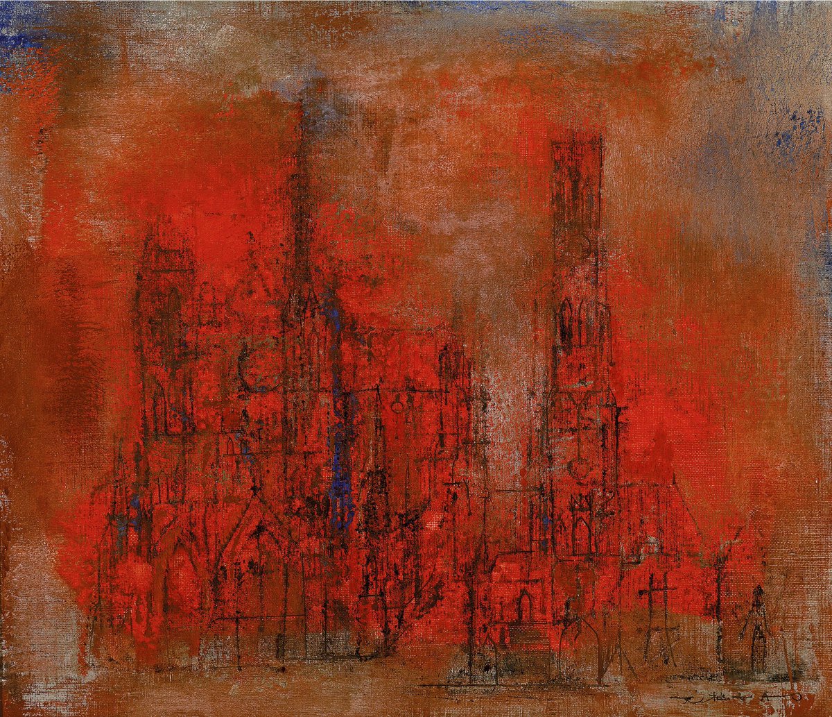 beyondchinatown's tweet photo. Three lithographs and paintings of #NotreDameCathedral by Chinese-French painter Zao Wou-Ki done in the early 1950s https://t.co/1cuJuFeWtR